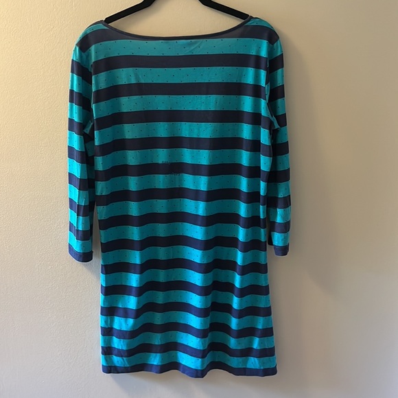 Lilly Pulitzer Gretchen Dress Size Small Tropez Blue Polka Dot Stripe - Picture 9 of 11